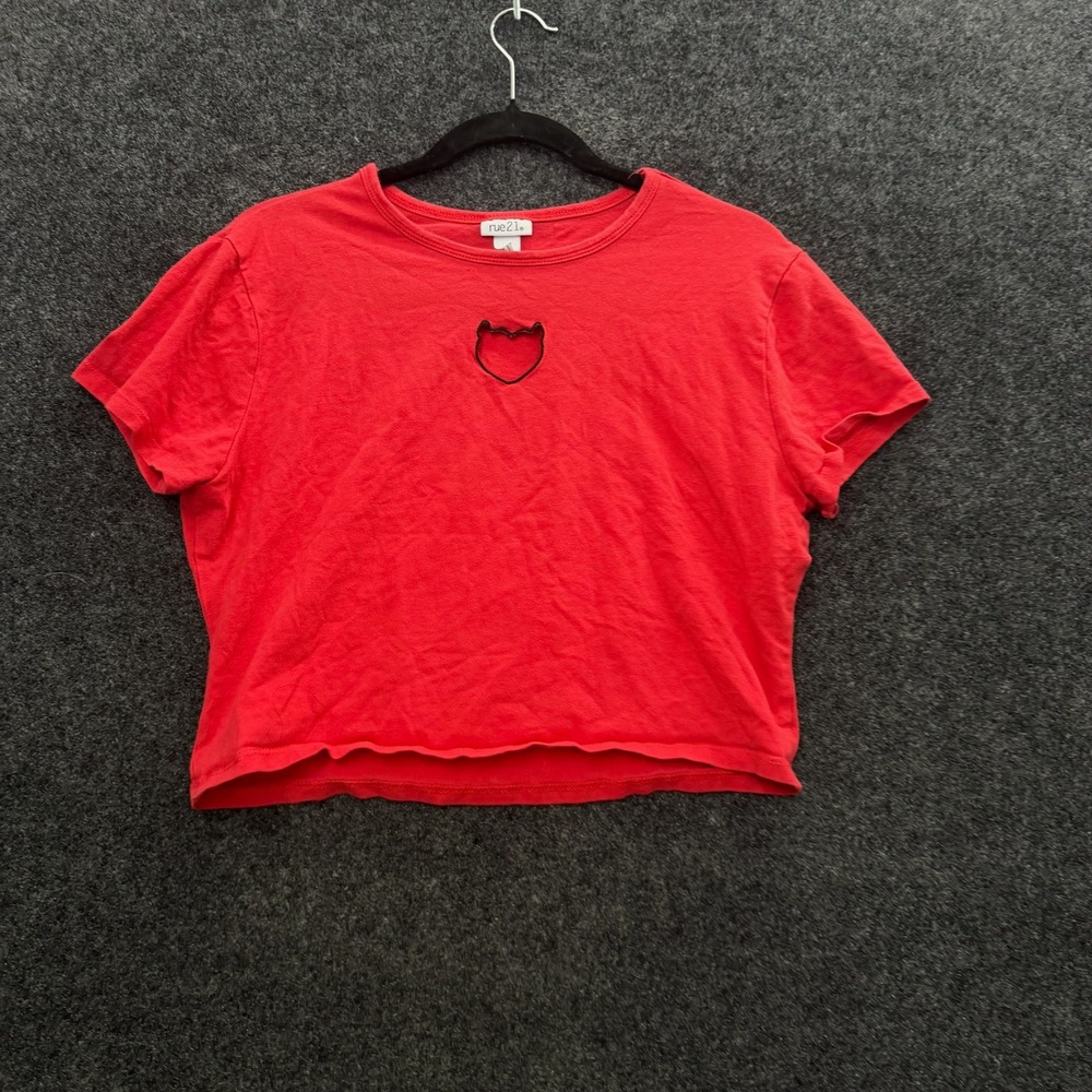 rue21 Red Devil Heart Cutout Crop Top Vintage Y2K Style XL